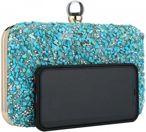 Miniatura 2 de Bolso de mano de noche de piedra multicolor brillante bolso de mano brillante con purpurina para boda, fiesta, baile de graduación