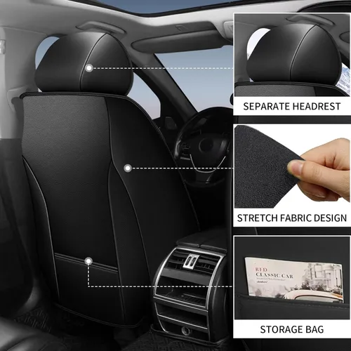Miniatura 2 de IKABEVEM Fit for Kia Forte Seat Covers 2010-2024 Front Set Faux Leather Seat Cushion Waterproof Anti-Slip Seat Cushion Protector Compatible with