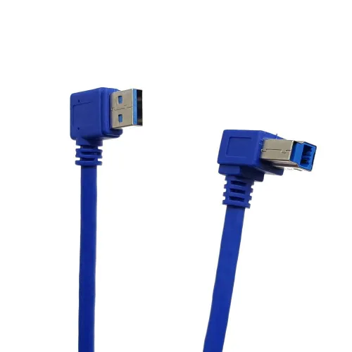 Miniatura 2 de Seadream Cable de impresora USB3.0 en ángulo; paquete de 2 conectores USB 3.0 A macho SuperSpeed de 90 grados en ángulo izquierdo a USB 3.0 B, cable