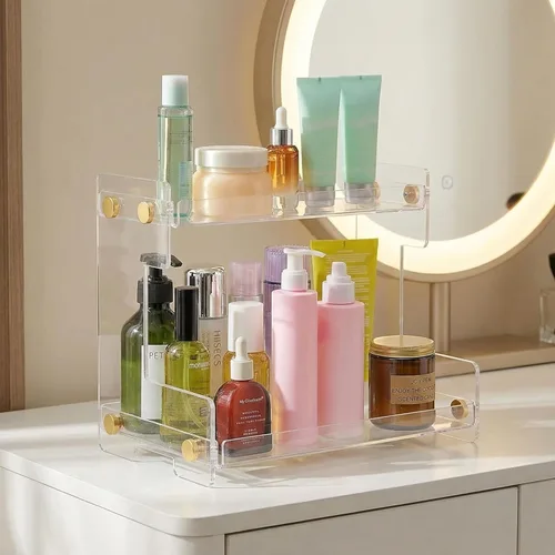 Miniatura 4 de FFK Organizador de baño para encimera, almacenamiento de 2 niveles: organizador de encimera de baño, soporte de acrílico para almacenamiento