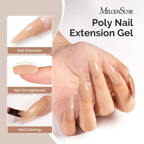 Miniatura 2 de MelodySusie Gel de Extensión de Uñas Poly 60g, Libre de Hema, Secar con UV, Cura con Lámpara, Engrosador, Diseño Artístico, Manicura, Regalo