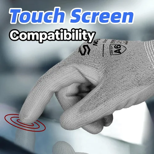 Miniatura 4 de Schwer 3 pares de guantes de trabajo resistentes a los cortes ANSI A6, a prueba de cortes, pantalla táctil, para hombres y mujeres, utilizados
