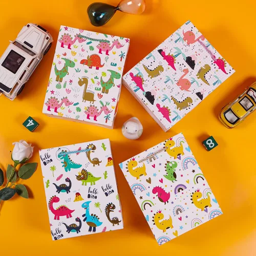 Miniatura 4 de Carnation Bolsas de regalo para bebé, paquete de 4 bolsas de regalo de tamaño pequeño con asas para cumpleaños de niños, baby shower