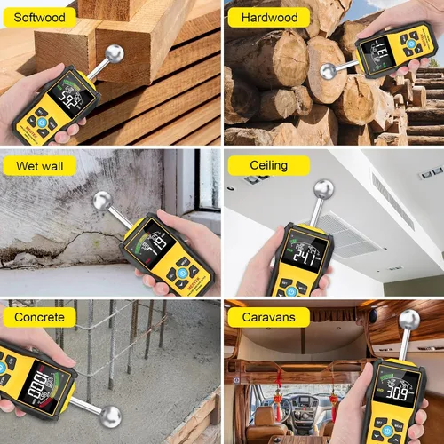 Miniatura 9 de MESTEK Medidor de humedad de madera para detección de humedad no destructiva en paneles de yeso, madera y mampostería, probador de humedad