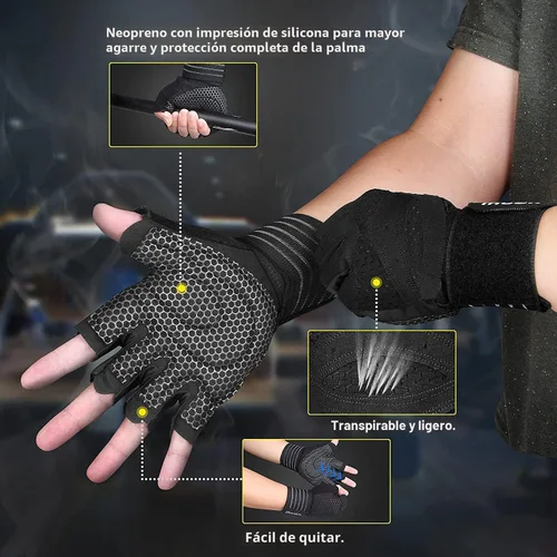 Miniatura 6 de ihuan - Guantes de entrenamiento con ventilación, unisex, protección completa de la palma de la mano; para levantamiento de pesas, entrenamiento