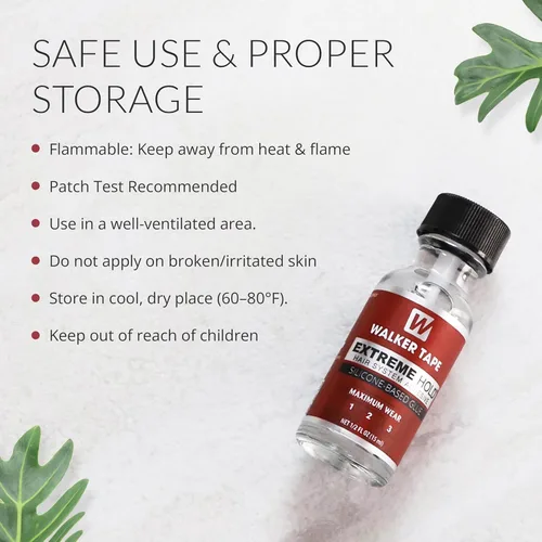 Miniatura 7 de Walker Tape Extreme Hold - Adhesivo con cepillo de 1/2 fl oz, pegamento de peluca de encaje impermeable de uso máximo para pelucas de encaje