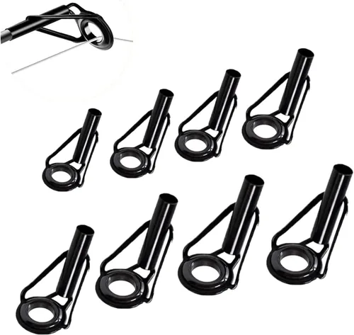 Kit de reparación de puntas de caña de pescar, 8 piezas, kit de repuesto de puntas de caña, anillo de guía de cerámica de acero inoxidable Mirco,