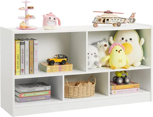 Organizador de almacenamiento de juguetes para niños, gabinete de almacenamiento de 5 secciones para organizar libros y juguetes, estantería de