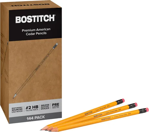 Miniatura 10 de Bostitch Office Premium #2 Lápices de madera de cedro americano, preafilados, grafito HB, paquete de 12