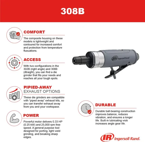 Miniatura 4 de Ingersoll Rand Amoladora de troqueles recta neumática 308B