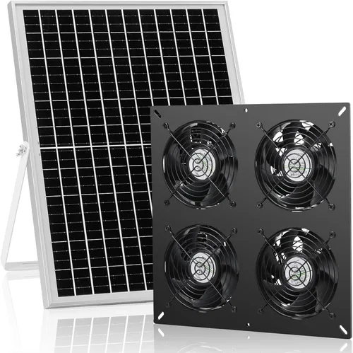 Miniatura 14 de Fanspex Kit de 3 ventiladores solares, ventiladores solares impermeables para gallinero al aire libre, invernadero y cobertizo, entrada o aire