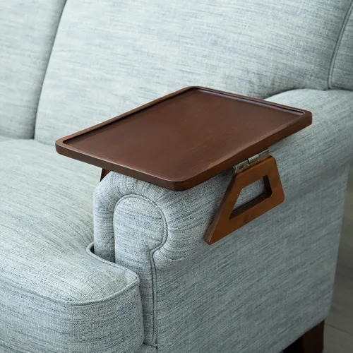 Miniatura 13 de Shamrock Home Mesa Bandeja de Bambú para Brazo de Sofá, Mesa Bandeja con Clip para Sofás. Bandeja de Brazo de Sofá para Cenas de TV, Controles