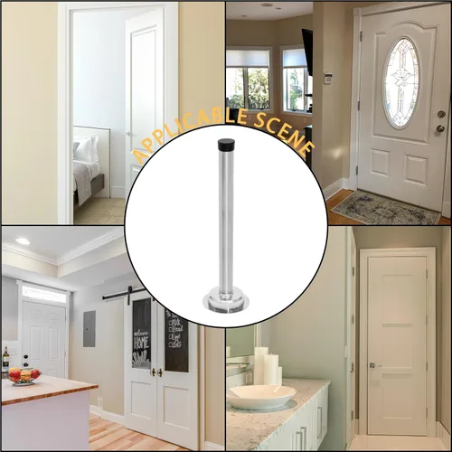 Miniatura 7 de 1 tope de puerta de 8 pulgadas, tapón de puerta largo autoadhesivo de acero inoxidable, amortiguador de sonido, tope de puerta de tornillo