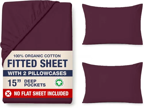 Miniatura 19 de LANE LINEN Sábanas ajustadas tamaño king, 100% algodón orgánico, juego de 3 piezas (1 sábana ajustada, 2 fundas de almohada), tejido percal, ultra
