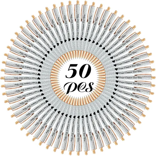 Miniatura 47 de 10 bolígrafos personalizados con purpurina, bolígrafos impresos personalizados a granel, bolígrafos retráctiles de tinta negra para graduación