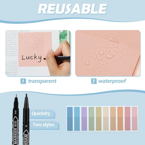 Miniatura 4 de Jutom Kit de Anotar Libros Estético de 39 Piezas con Estuche de Lápices, Marcador, Estuche Transparente, Notas Adhesivas, Gel, Bolígrafo, Rosa