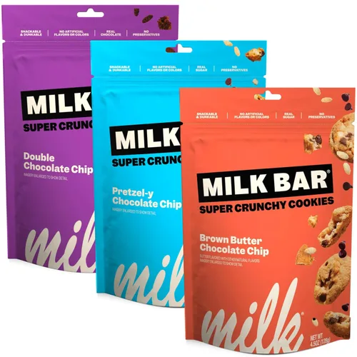 Miniatura 10 de Milk Bar Crunchies Galletas crujientes del tamaño de un bocado sin sabores artificiales ni conservantes Paquete de 3, bolsas de 4.5 onzas