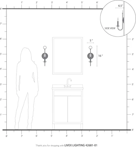 Miniatura 7 de Livex Lighting 42681-01 - Aplique de pared de latón antiguo (1 luz)