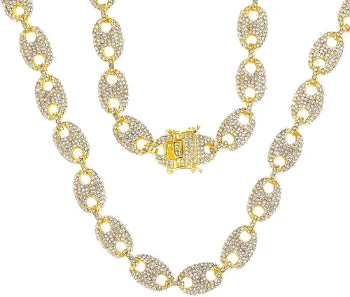 Miniatura 2 de FW Jewelry Cadenas de eslabones cubanos Gold Mariner para hombre, collares cubanos de grano de café, cadenas cubanas de hip hop de 16 a 30 pulgadas
