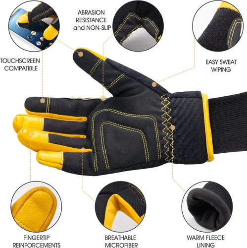 Miniatura 8 de Insulated Synthetic Leather Winter Work Gloves - 3M Thinsulate, Fleece-Lined, Water-Resistant