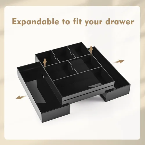 Miniatura 4 de Briwooody 1 pieza organizador de cajones de escritorio de acrílico de 2 pulgadas de altura, bandejas organizadoras de cajones expandibles con 8