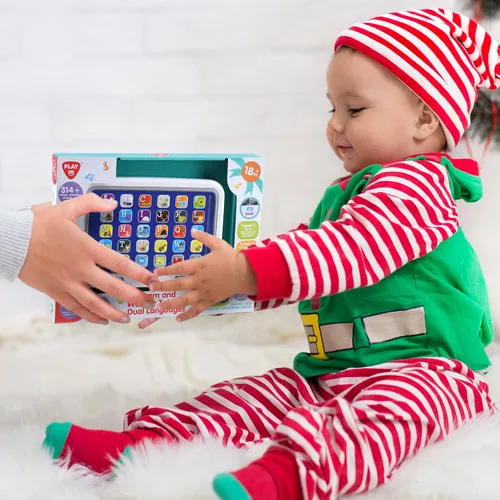 Miniatura 7 de PLAY Tableta de aprendizaje de español e inglés para niños pequeños de 1 a 3 años, letras ABC interactivas bilingües, palabras, juguetes