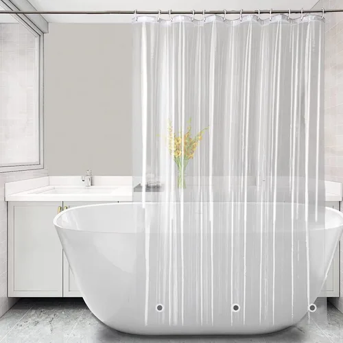Miniatura 23 de Cortina de ducha corta transparente de 60 pulgadas de largo, forro de cortina de ducha corta de plástico EVA 7G, 60 pulgadas de largo para baño