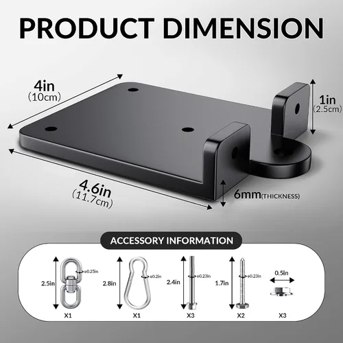 Miniatura 4 de Percha para saco de boxeo pesado, colgador de saco de boxeo de 360°, gancho de montaje para bolsa pesada Rafter, soporte de montaje de saco