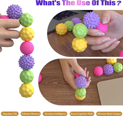 Miniatura 5 de Bolas magnéticas de silicona para adultos y adolescentes, 8 piezas de juguetes sensoriales para aliviar el estrés para autismo, TDAH, ansiedad