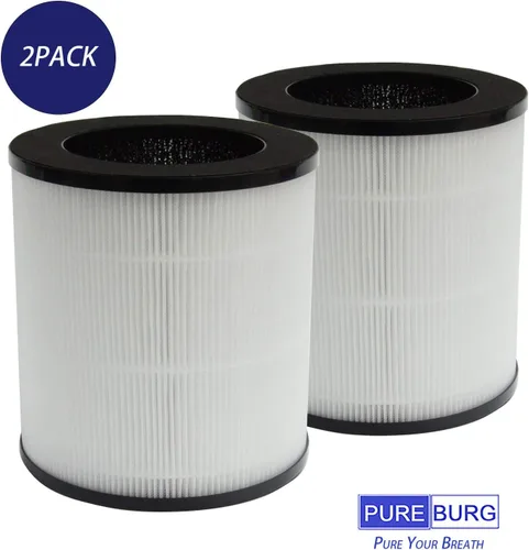 Miniatura 4 de PUREBURG Filtro de repuesto compatible con purificador de aire Roto APF-C9, paquete de 2, carbón activado H13 True HEPA 2 en 1, filtración de 4