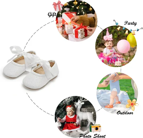 Miniatura 189 de Felix & Flora Zapatos de bebé de suela suave - Zapatos de bebé para caminar, mocasines, suela de goma, zapatos de cuna