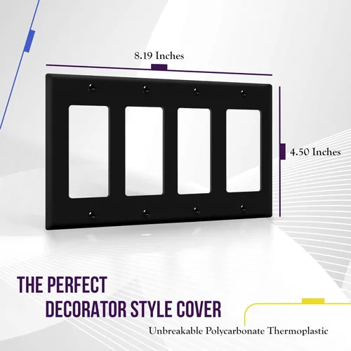 Miniatura 2 de ENERLITES Placa de pared decorativa para interruptor de luz o tomacorriente, tamaño 4-Gang 4.50" x 8.19", policarbonato termoplástico irrompible