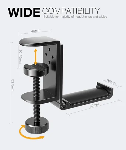 Miniatura 5 de Nuevo soporte plegable para auriculares con gancho de aluminio para auriculares con barra de sonido, soporte para auriculares con abrazadera, gancho