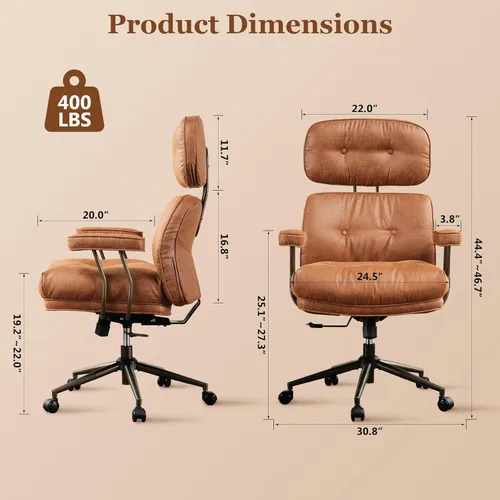 Miniatura 2 de Mid Century Modren - Silla de oficina grande y alta, silla ejecutiva ergonómica grande para personas resistentes, silla de trabajo de escritorio