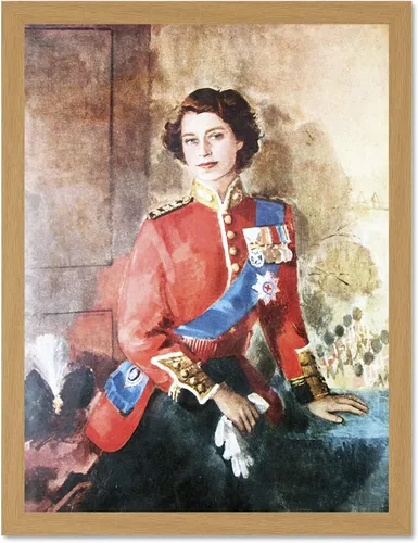 Miniatura 7 de Wee Blue Coo Pintura de la reina Isabel II Militar Regalia Retrato Artístico Marco Grande Póster Decoración de Pared 18 x 24 pulgadas