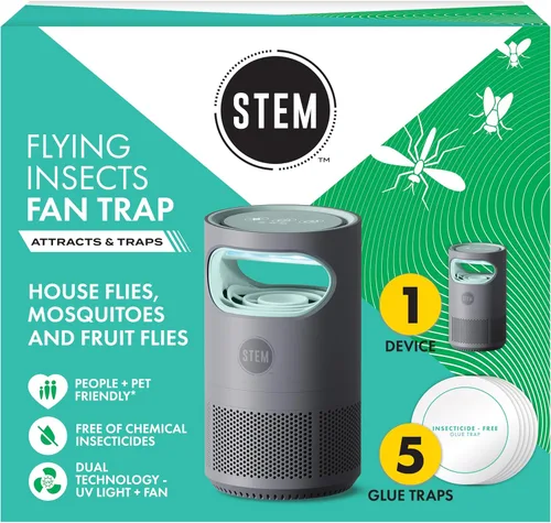 STEM - Trampa de ventilador para insectos voladores para el control de insectos en interiores, atrae mosquitos, moscas de la fruta y moscas