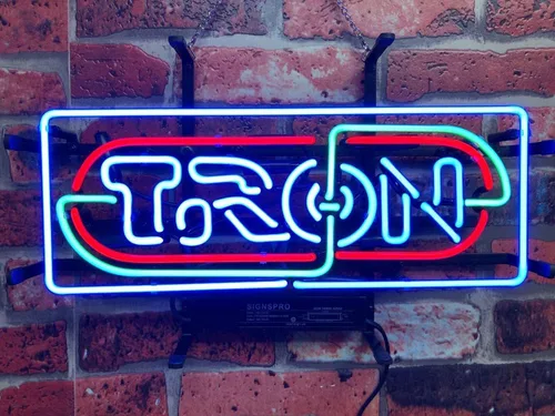 Letreros de neón de 17 x 8 pulgadas Tron Recognizer Letrero de neón para bar de cerveza, pub, hombre, cueva, hecho a mano, lámpara de cristal 117TRON