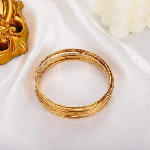 Miniatura 3 de Choistily Pulseras apilables de oro para mujer, juego de pulseras multiindias para adolescentes y niñas, pulseras lisas de cable en capas, pulseras