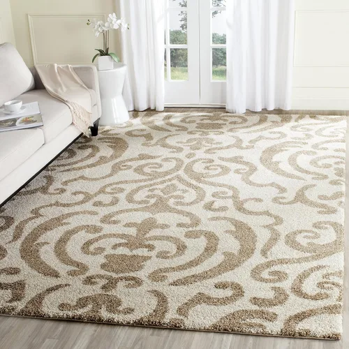 Miniatura 13 de Safavieh Florida Shag Collection SG462-1113 Alfombra afelpada de pasillo, crema y beige., Polipropileno, Crema / Beige