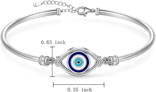 Miniatura 2 de Pulsera contra el mal de ojo para mujer, de plata de ley griega, turca, azul, pulsera ajustable con protección de buena suerte, joyería de oro