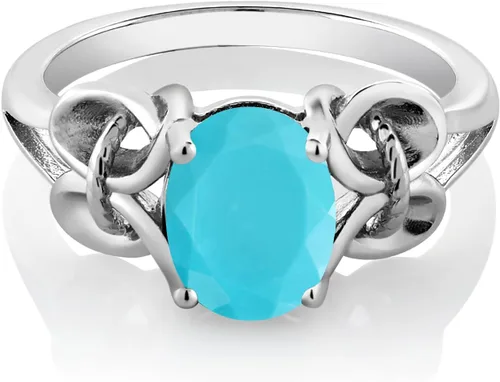 Miniatura 105 de Gem Stone King Anillo de compromiso ovalado con piedra natal para mujer, plata de ley 925, ovalado de 0.354 x 0.276 in, anillo de compromiso