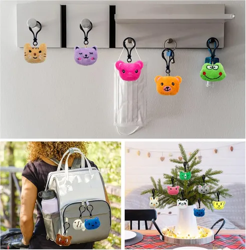 Miniatura 6 de XIPEGPA 36 llaveros pequeños de animales de peluche para bolsas de regalos, regalos de fiesta, premios de aula y relleno de cesta de Pascua