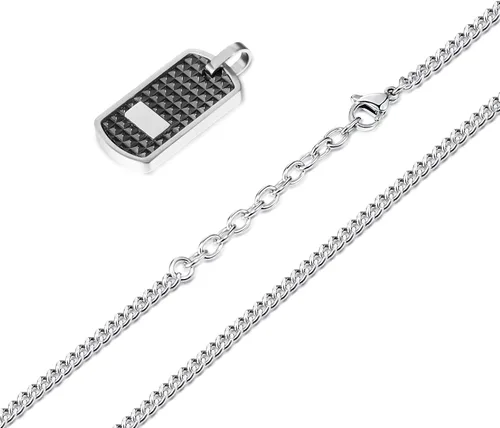 Miniatura 2 de Collar con dije para hombre, cadena ajustable de acero inoxidable de plata de 22 a 24 pulgadas