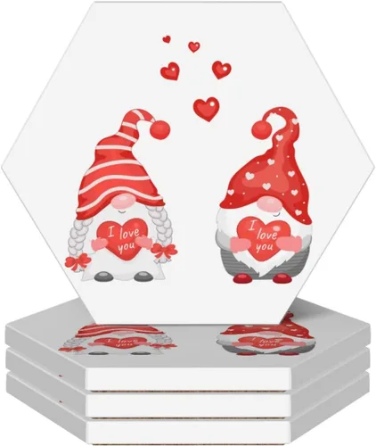 Miniatura 12 de Juego de 4 posavasos de invierno de Navidad para bebidas, camión rojo, árbol de Navidad, posavasos de cerámica absorbentes para mesa de café, bar