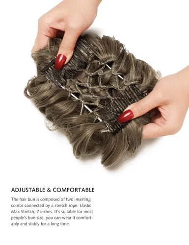 Miniatura 4 de Yamel - Extensiones de cabello de recogido de moño desordenado, con peines, para mujer