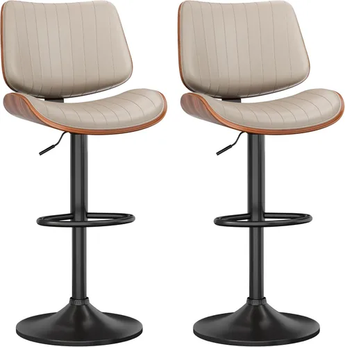 Miniatura 28 de YaFiti Adjustable Bar Stools, Modern Swivel PU Leather Counter Height Chairs with Backrest, Armless Kitchen Island Stools, Black 1 PCS