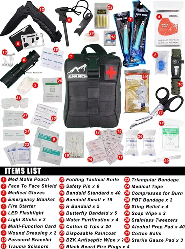 Miniatura 2 de 150+ Kit táctico de supervivencia y medicina Kit de primeros auxilios de emergencia Equipo de salida con kit de senderismo Molle Survival Desastre