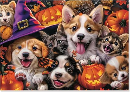 Miniatura 9 de Rompecabezas de Halloween de 500 piezas para adultos, rompecabezas de ciudad de Halloween, rompecabezas desafiante perfecto para noches