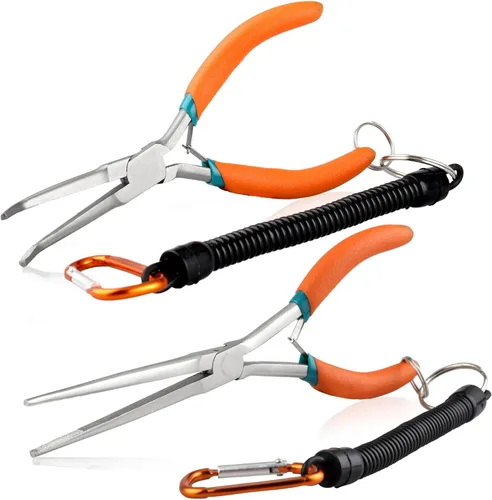 Miniatura 13 de SPEEDWOX Alicates de punta de aguja de largo alcance de 7 pulgadas con dientes, alicates de bucle de alambre de precisión extra largos con cordón