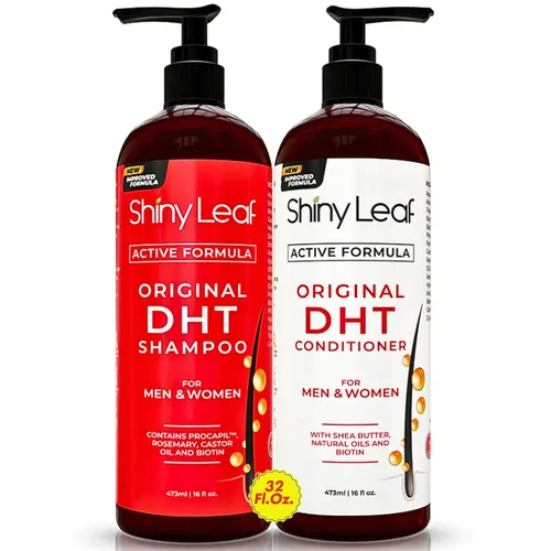 DHT Blocker Champú y acondicionador - Para mujeres y hombres, fabricado en Estados Unidos, tratamiento contra la caída del cabello, con biotina,